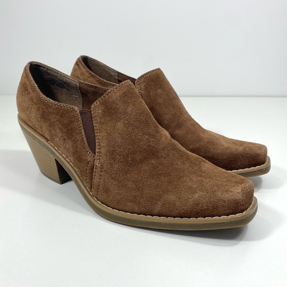 Victoria Spencer Rustler Brown Suede Leather Square Toe Western Ankle Boots 9.5